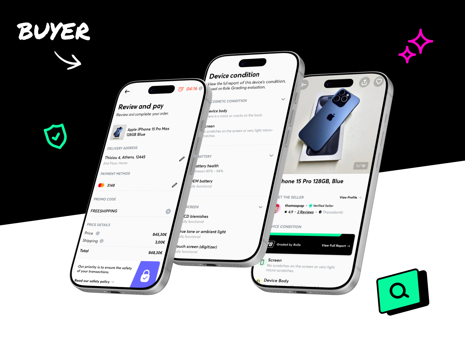 Seller flow — listing and verification steps